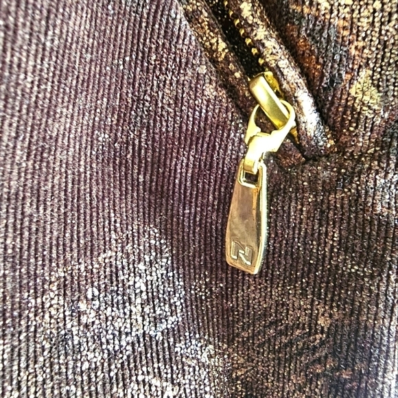 Peter Nygard Metallic Gold Animal Print Corduroy Brown Jacket Women's Size 6P - Picture 2 of 7